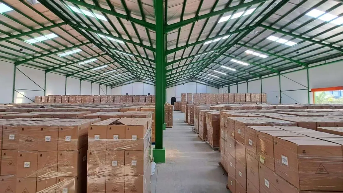 Palletized aluminum products in PGS Indonesia warehouse